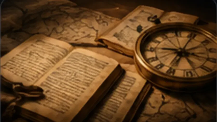 Otwarta Biblia, notatki i kompas symbolizujące badanie proroctw