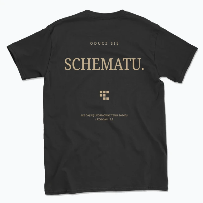 ODUCZ SIĘ SCHEMATU — T-shirt męski, tył