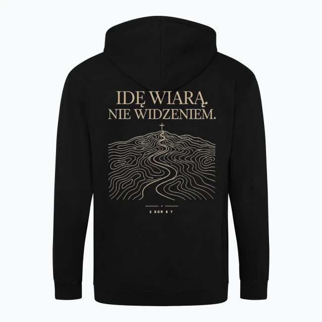 IDĘ WIARĄ — Bluza rozpinana z kapturem męska, tył