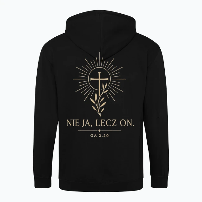 NIE JA. LECZ ON. — Bluza rozpinana z kapturem męska, tył