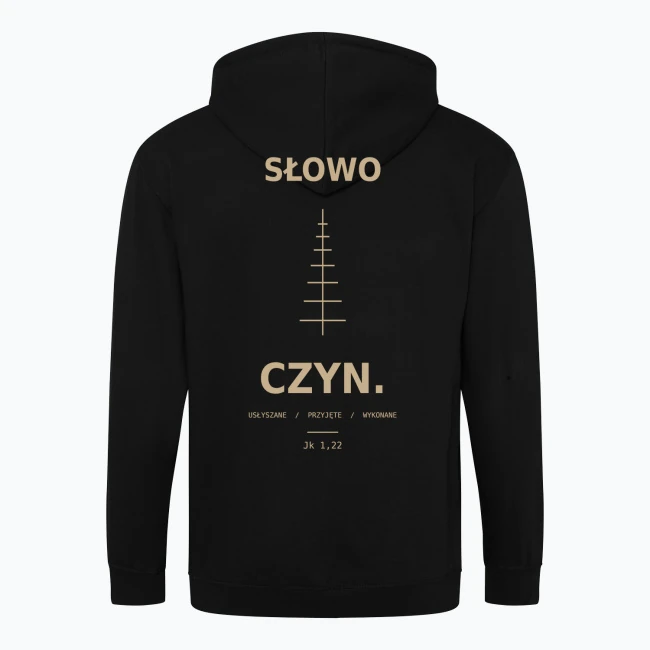 SŁOWO / CZYN — Bluza rozpinana z kapturem damska, tył